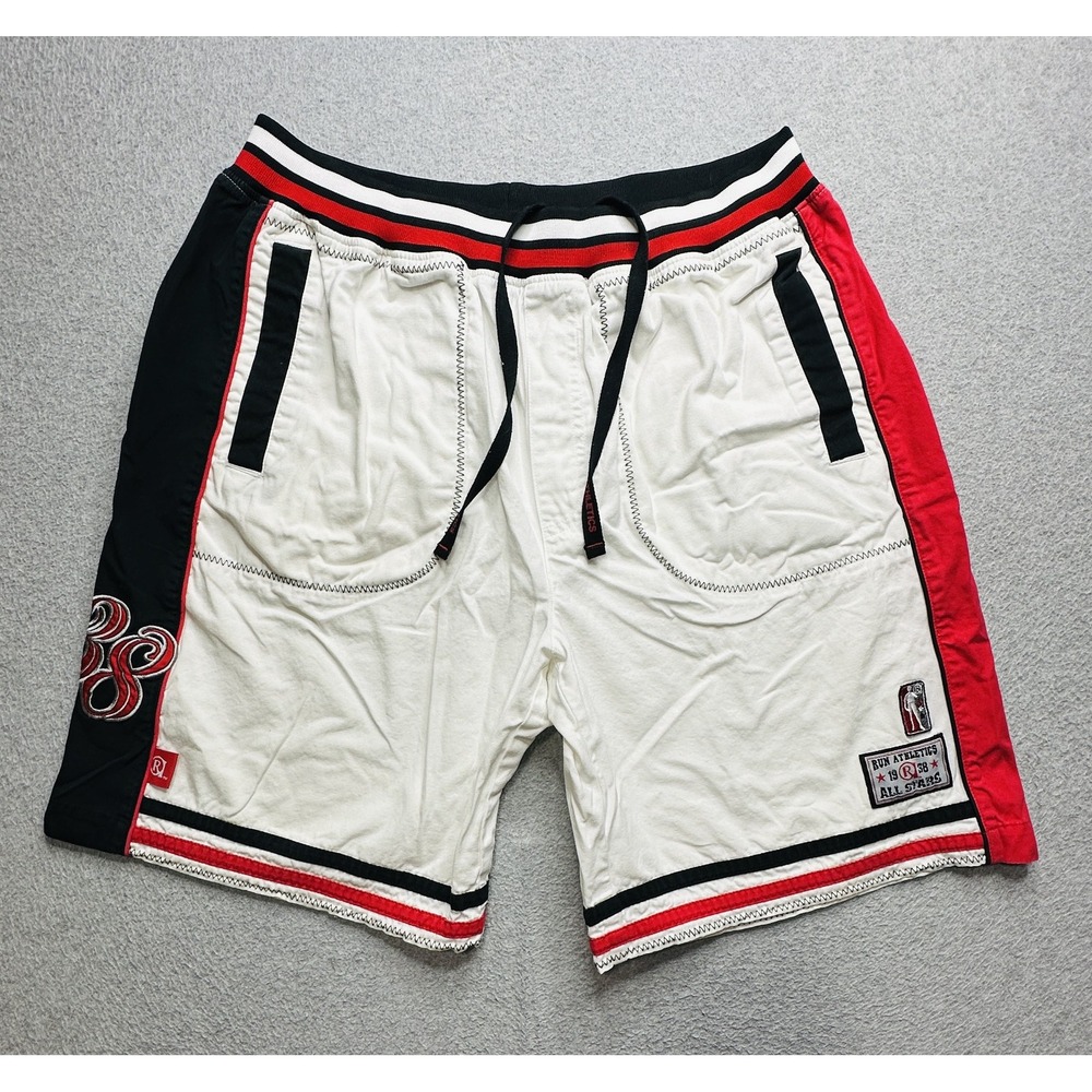 Run Athletics All Stars Shorts Mens Large White Black‎ Red 1938 Embroidered